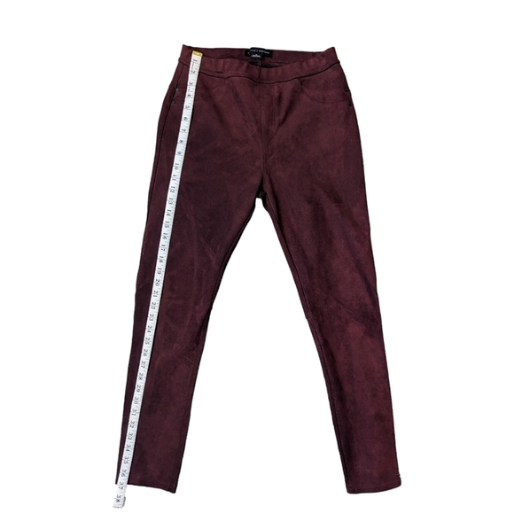 Sanctuary x Anthropologie Grease Ponte Suede Look Leggings in Burgundy Size M - Picture 4 of 9